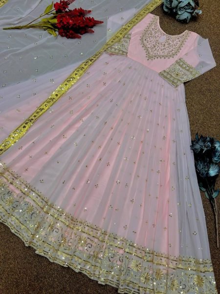 Buy Heavy Faux Georgette With Embroidery Work Gown With Dupatta Ready To Wear Collection