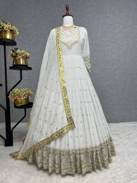 Buy Heavy Faux Georgette With Embroidery Work Gown With Dupatta Ready To Wear Collection