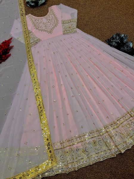 Buy Heavy Faux Georgette With Embroidery Work Gown With Dupatta Ready To Wear Collection