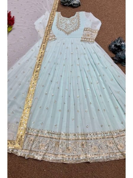 Buy Heavy Faux Georgette With Embroidery Work Gown With Dupatta Ready To Wear Collection