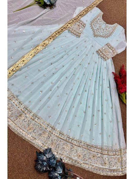 Buy Heavy Faux Georgette With Embroidery Work Gown With Dupatta Ready To Wear Collection