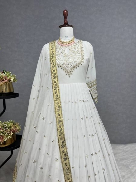 Buy Heavy Faux Georgette With Embroidery Work Gown With Dupatta Ready To Wear Collection