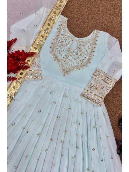 Buy Heavy Faux Georgette With Embroidery Work Gown With Dupatta Ready To Wear Collection
