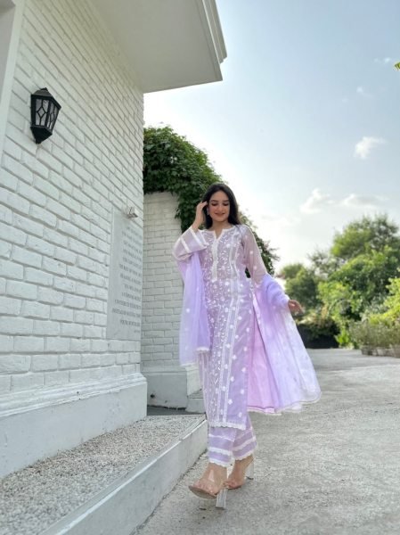 Buy Lavender Kurti  sets for Women by Wholesale Rate 3 Piece Kurti Set