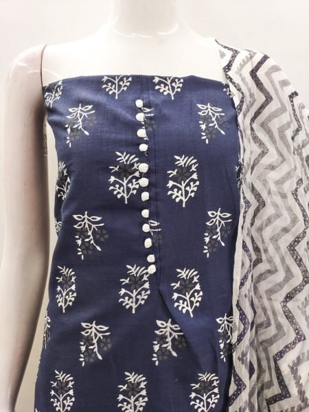Buy Navy Blue Cotton Slub Print Dress Material Collection At Wholesale Rate Color Set Matching Dress Material Wholesale