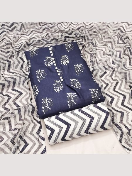 Buy Navy Blue Cotton Slub Print Dress Material Collection At Wholesale Rate Color Set Matching Dress Material Wholesale