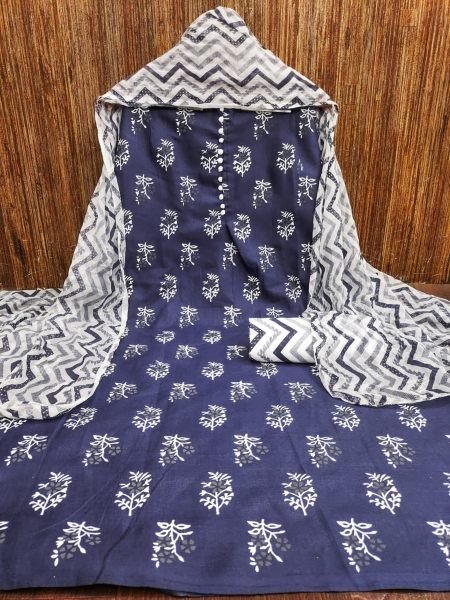 Buy Navy Blue Cotton Slub Print Dress Material Collection At Wholesale Rate Color Set Matching Dress Material Wholesale