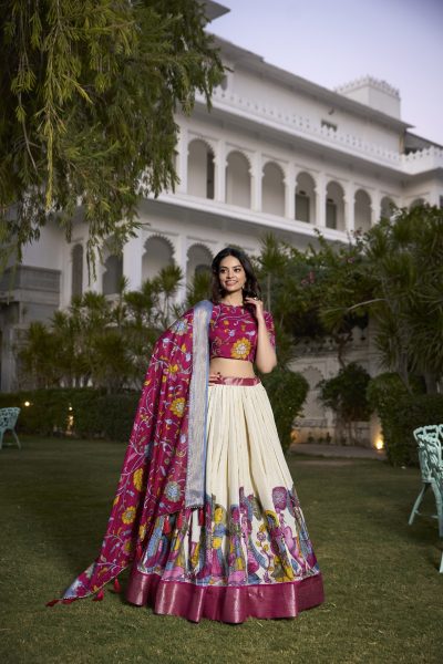 Festival Wear Kalamkri Off White Lehenga Choli Collection Designer Lehenga Choli