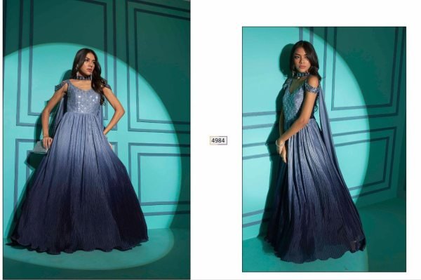 Buy Party Wear Embroidered Chinon Chiffon Flared Gown  Ready To Wear Collection