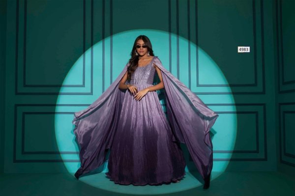 Buy Party Wear Embroidered Chinon Chiffon Flared Gown  Ready To Wear Collection