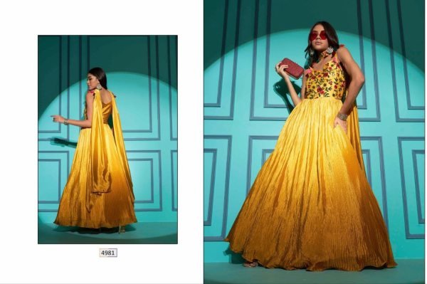 Buy Party Wear Embroidered Chinon Chiffon Flared Gown  Ready To Wear Collection
