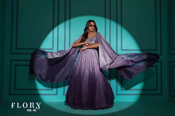 Buy Party Wear Embroidered Chinon Chiffon Flared Gown  Ready To Wear Collection