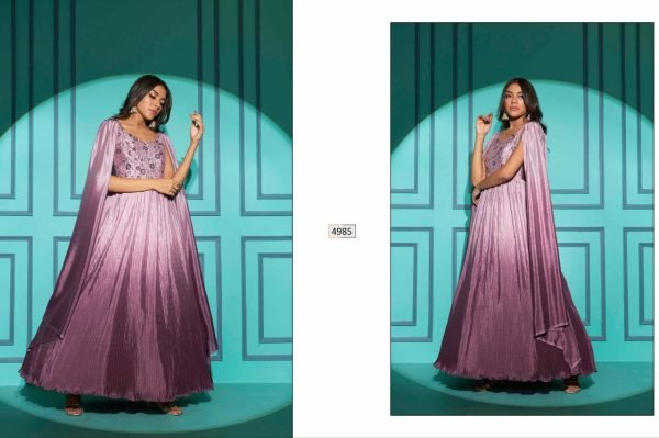 Buy Party Wear Embroidered Chinon Chiffon Flared Gown  Ready To Wear Collection