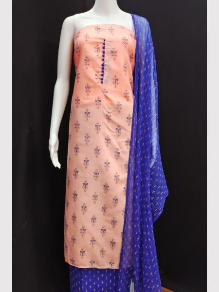Buy Peach Color Cotton Slub Print Dress Material Collection At Wholesale Rate Color Set Matching Dress Material Wholesale