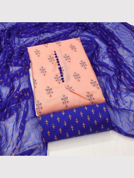 Buy Peach Color Cotton Slub Print Dress Material Collection At Wholesale Rate Color Set Matching Dress Material Wholesale