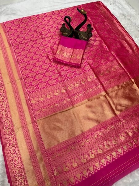 Buy Pink Banarasi Soft Lichi Silk Saree in Wholesale Rate Banarasi Saree Wholesale