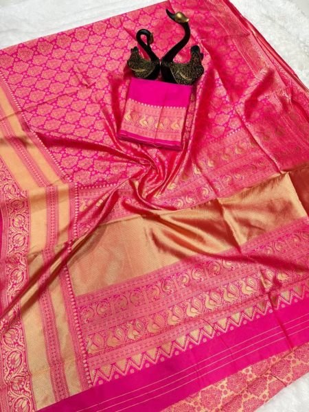 Buy Pink Banarasi Soft Lichi Silk Saree in Wholesale Rate Banarasi Saree Wholesale