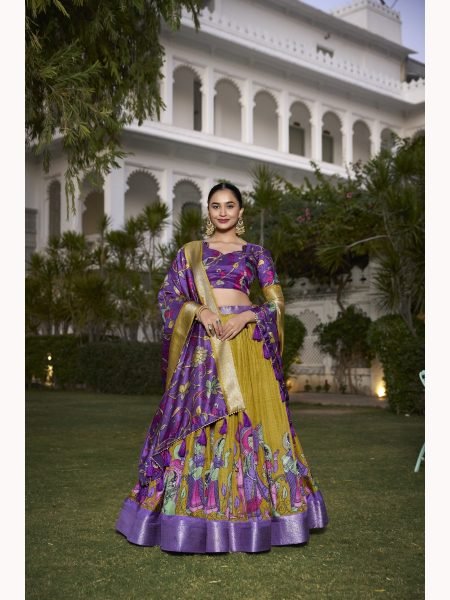 Festival Wear Kalamkari Yellow  Lehenga Choli  Collection Designer Lehenga Choli