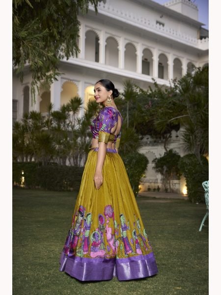 Festival Wear Kalamkari Yellow  Lehenga Choli  Collection Designer Lehenga Choli