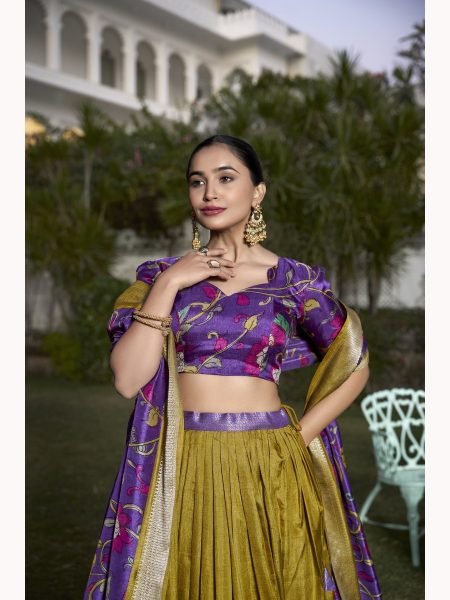Festival Wear Kalamkari Yellow  Lehenga Choli  Collection Designer Lehenga Choli