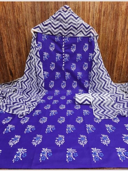 Buy Royal Blue Cotton Slub Print Dress Material Collection At Wholesale Rate Color Set Matching Dress Material Wholesale