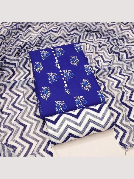Buy Royal Blue Cotton Slub Print Dress Material Collection At Wholesale Rate Color Set Matching Dress Material Wholesale