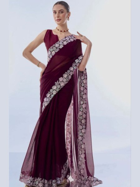 Buy Soft Georgette sarees with sequence embroidery work  Bollywood Fancy Sarees Wholesale