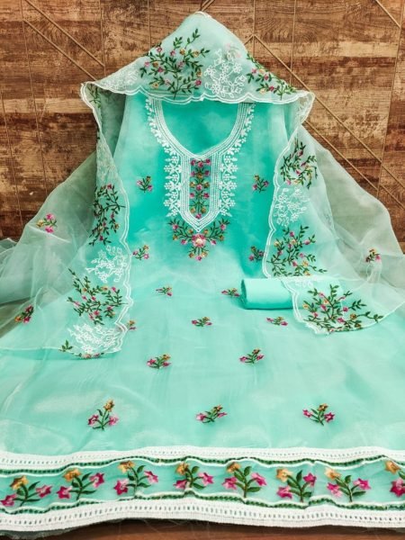 Buy Stylish Organza Salwar Suits for Women Color Set Matching Dress Material Wholesale