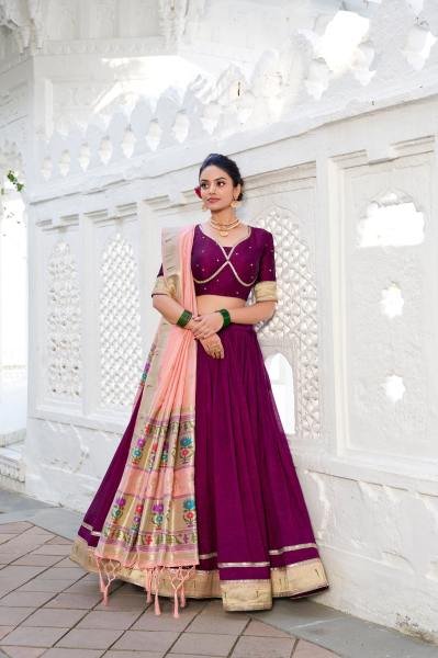 Buy Vichitra Silk Lehenga Choli Online With Paithani Border Design Designer Lehenga Choli