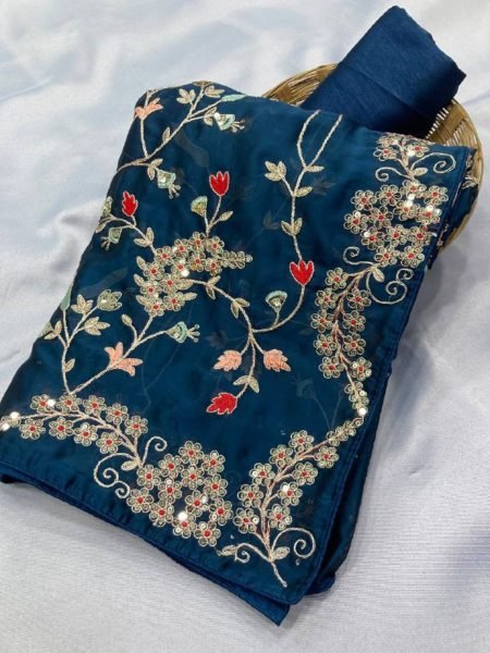 C-Pallu Embroidery Work Border Rangoli Silk Saree Embroidery Sarees Wholesale
