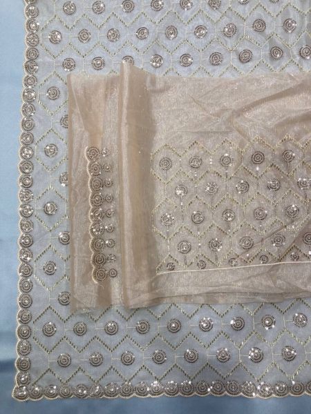 C Pallu Handwork With Sequence Twill Net Saree Collection  Net Sarees Wholesale