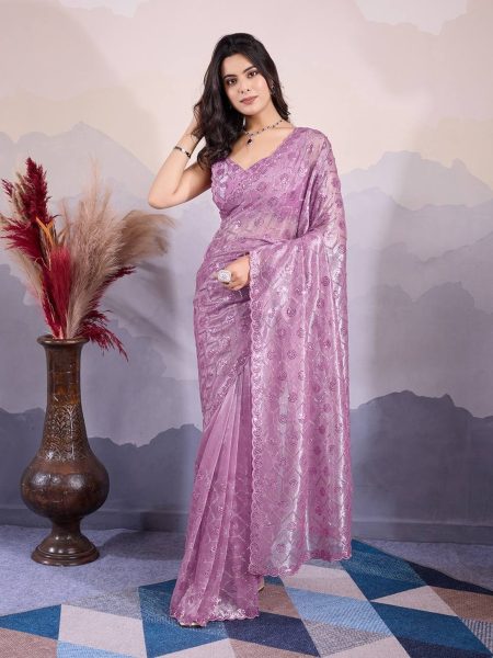 C Pallu Handwork With Sequence Twill Net Saree Collection  Net Sarees Wholesale