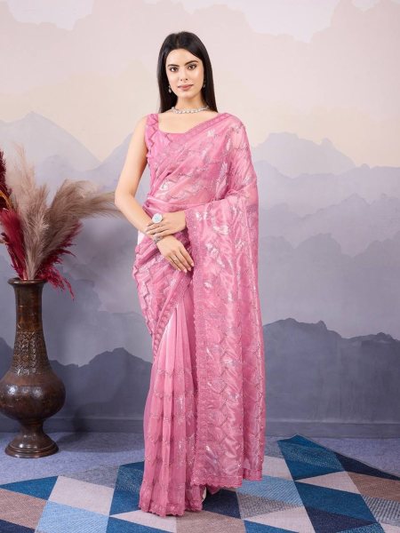 C   Pallu Net Saree With Embroidery And Cut Work Border   Net Sarees Wholesale