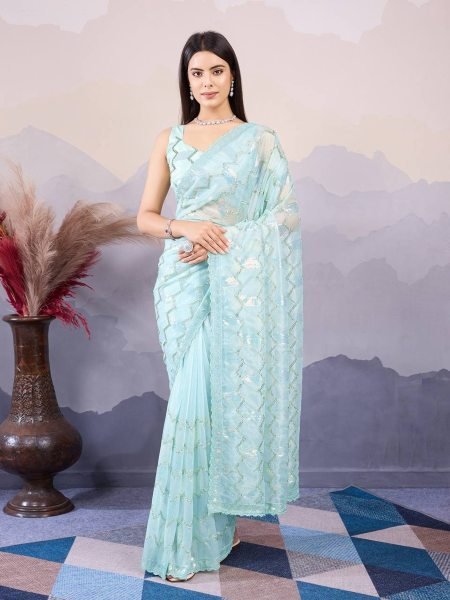 C   Pallu Net Saree With Embroidery And Cut Work Border   Net Sarees Wholesale