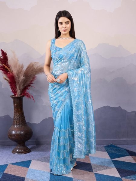 C   Pallu Net Saree With Embroidery And Cut Work Border   Net Sarees Wholesale