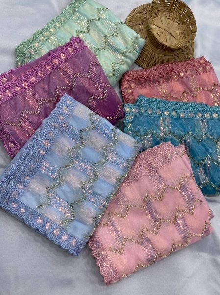 C   Pallu Net Saree With Embroidery And Cut Work Border   Net Sarees Wholesale
