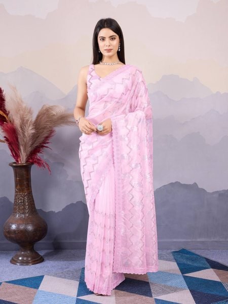 C   Pallu Net Saree With Embroidery And Cut Work Border   Net Sarees Wholesale