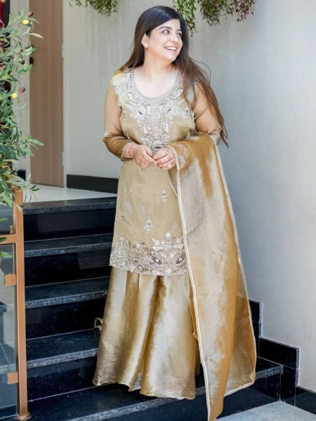 Captivating Cream Party Wear Sequence Work Silk Suit for International Wholesale Buyers  