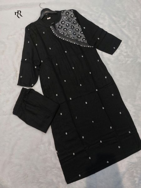 Casual and Classy Rayon Kurti With Bottom With  Embroidery work   perfect for easy movement Kurti With Bottom Wholesale