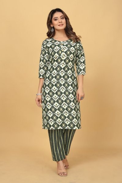 Casual Wear Cotton Printed Kurti And Pant  Kurti With Bottom Wholesale