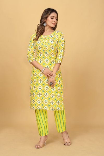 Casual Wear Cotton Printed Kurti And Pant  Kurti With Bottom Wholesale