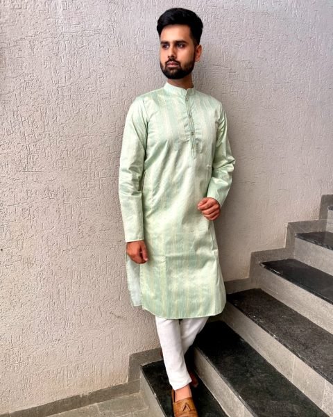 Casual Wear Weaving Work Jacquard Silk Kurta Pajama Kurta Pajama Wholesale