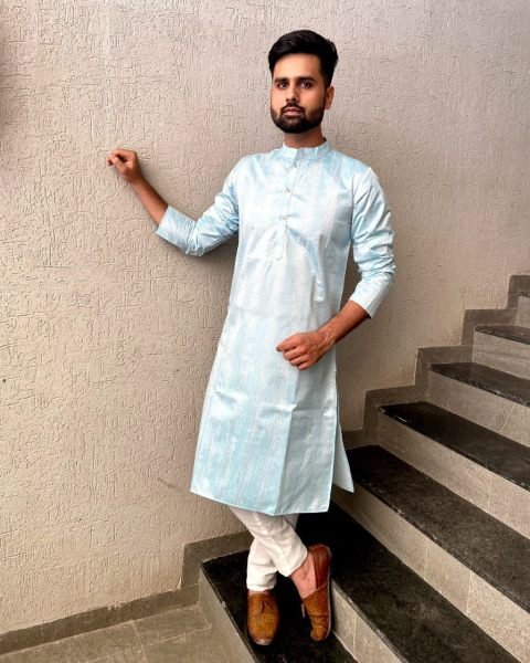 Casual Wear Weaving Work Jacquard Silk Kurta Pajama Kurta Pajama Wholesale