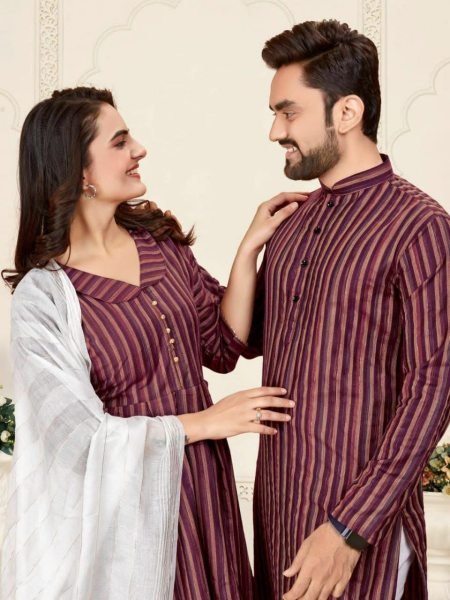 Celebrate love and tradition with our elegant couple combo - Linen Cotton Kurta & Kurti Set Couple Combo collection 