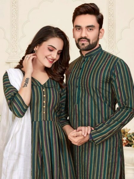 Celebrate love and tradition with our elegant couple combo - Linen Cotton Kurta & Kurti Set Couple Combo collection 