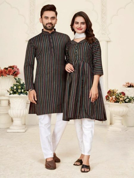 Celebrate love and tradition with our elegant couple combo - Linen Cotton Kurta & Kurti Set Couple Combo collection 