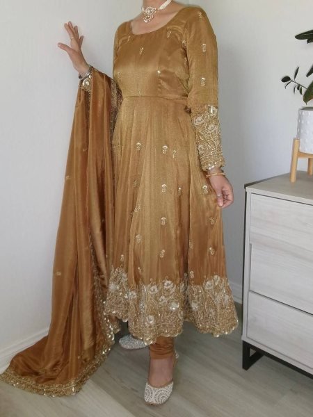Celebrity Style Crush With Embroidery Work Anarkali Suit  