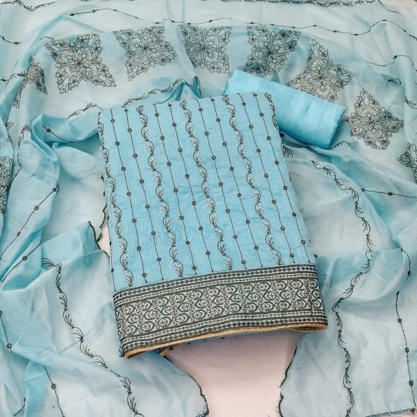 Chanderi Multi Sequence Dress Material Color Set Matching Dress Material Wholesale