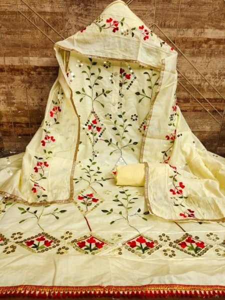 Chanderi Multi Sequence Work Dress Material Punjabi Dress Materials Wholesale