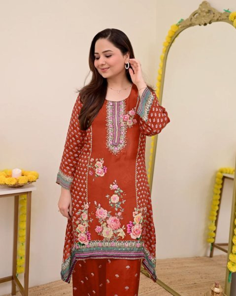 Charming Orange Digital Print with Mirror Work Maslin Co-Ord Set for Bulk Buyers CO ORD Sets